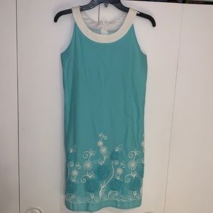 Maggie Breen Teal Embroidered Sleeveless Dress Girls Size 16